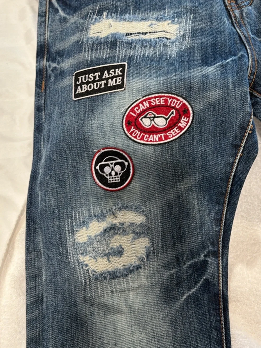 Mostly Heard Barley SeenDistressed Patch Blue Men’s Jeans
